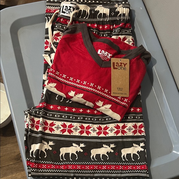Lazy One Other - Lazy One Red and Black Moose Pajama Set